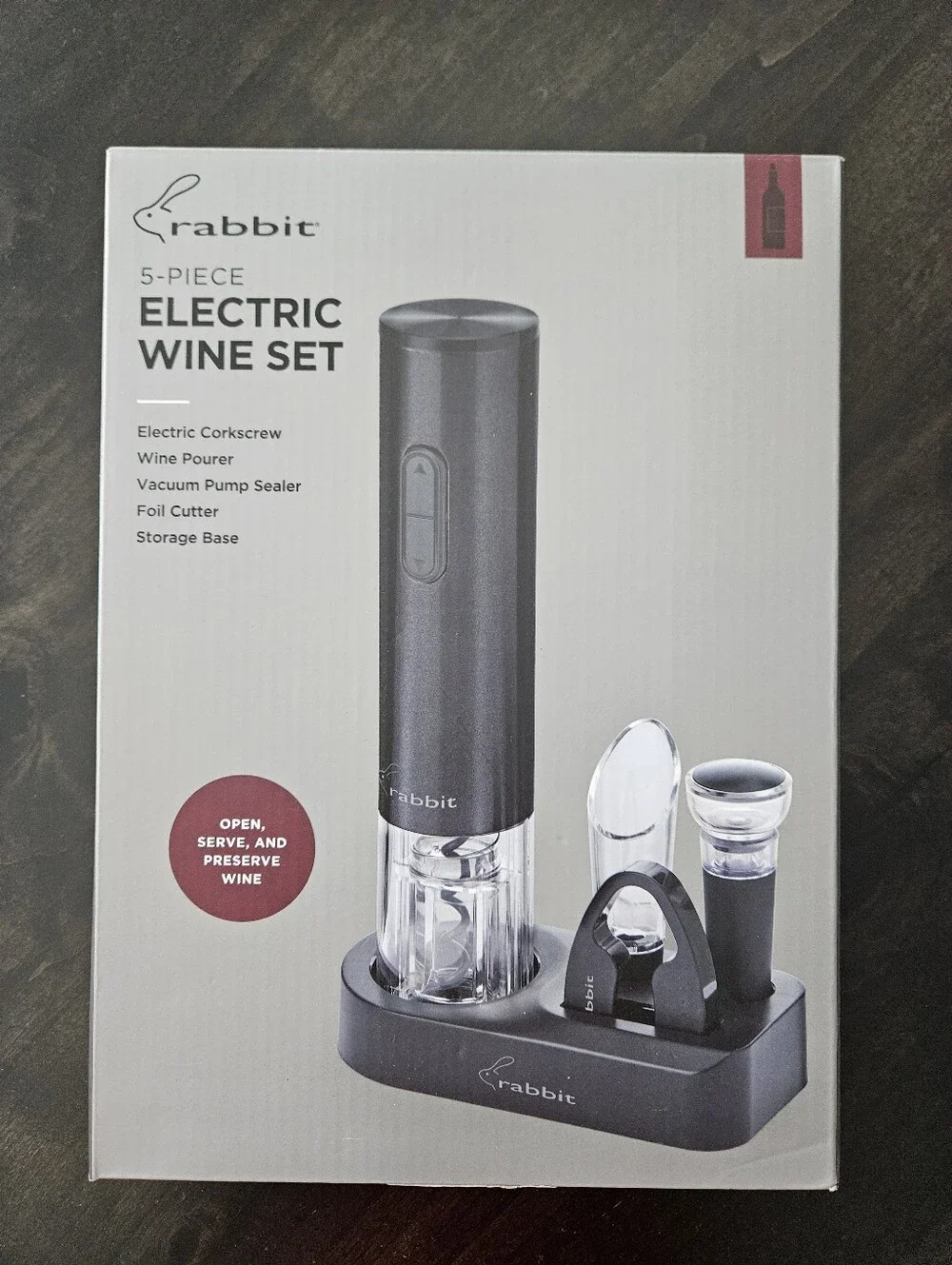 Rabbit 5 Piece Electric Wine Set NWT